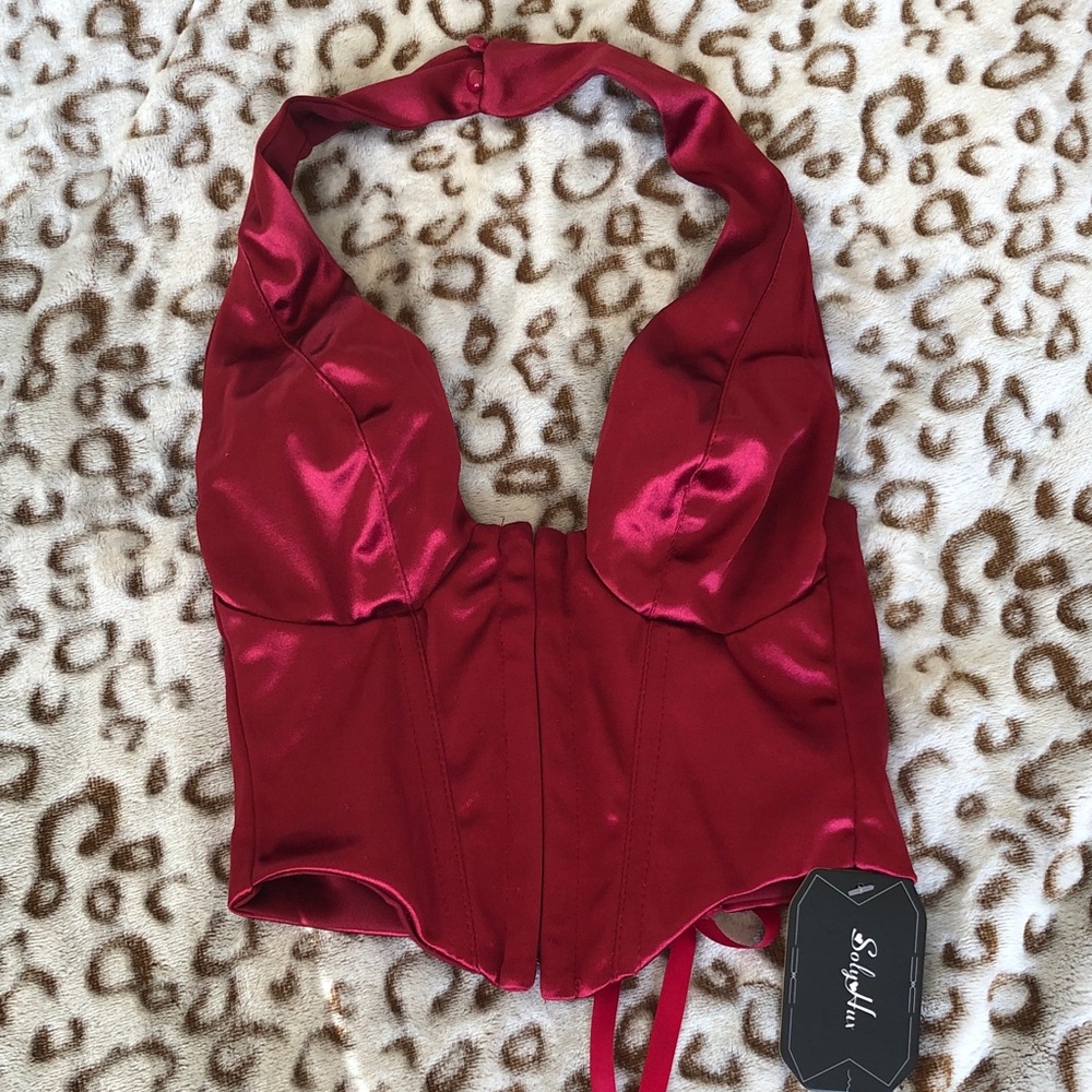 Stylish Red Satin Crop Top